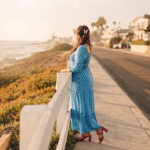 Anthropologie Dolan Laney Polka Dot Smocked Flouncy Tiered Maxi Dress